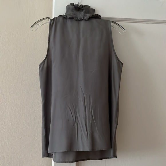 JCrew Silk Gray Ruffle Sleeveless Blouse - Picture 2 of 5